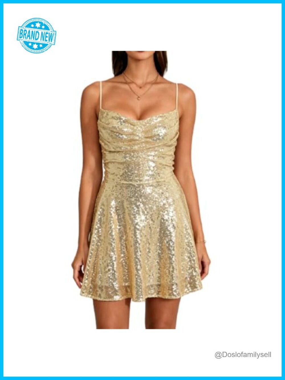 Sparkly Sequin Mini Dress Spaghetti Strap Glitter Disco Cocktail Party Clubwear